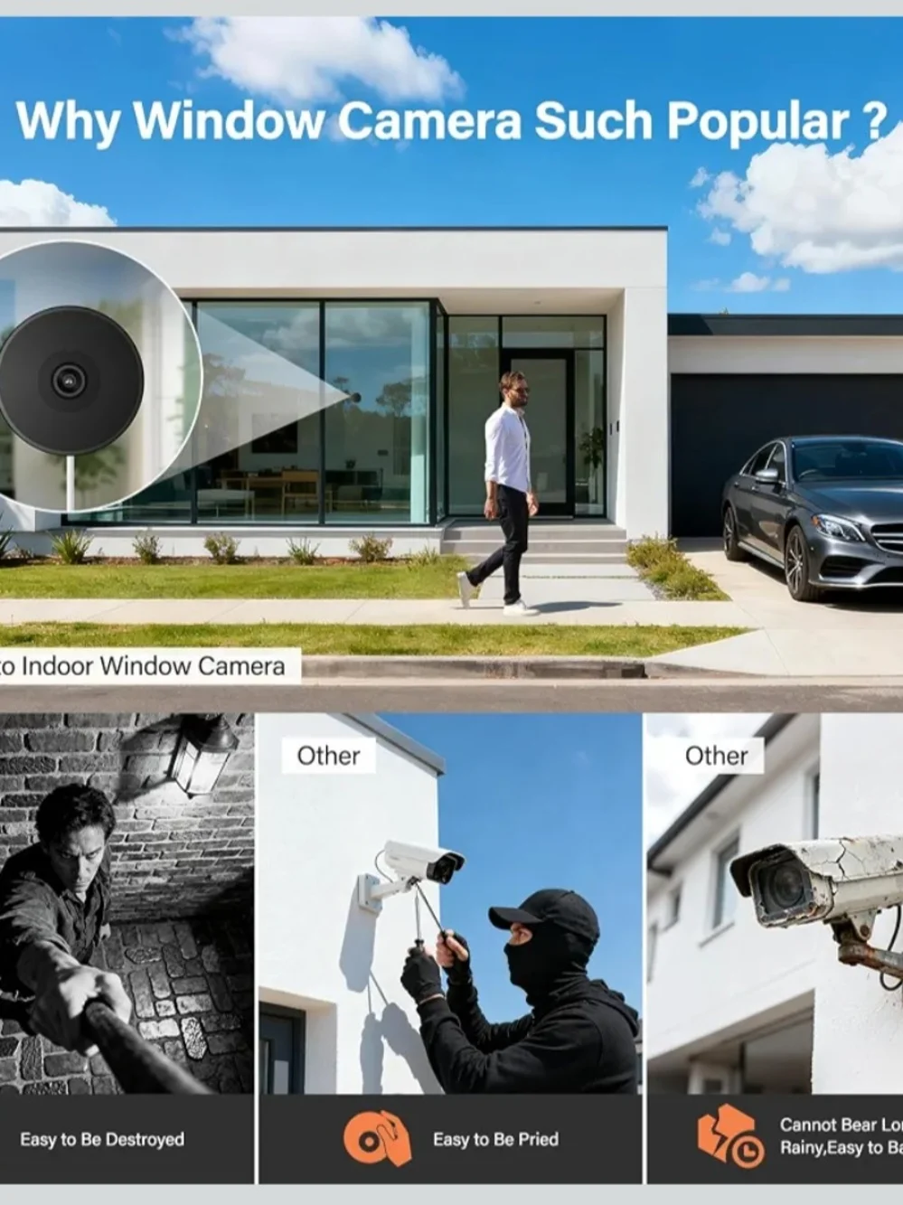 Wireless Window Home Security Camera Easy Install